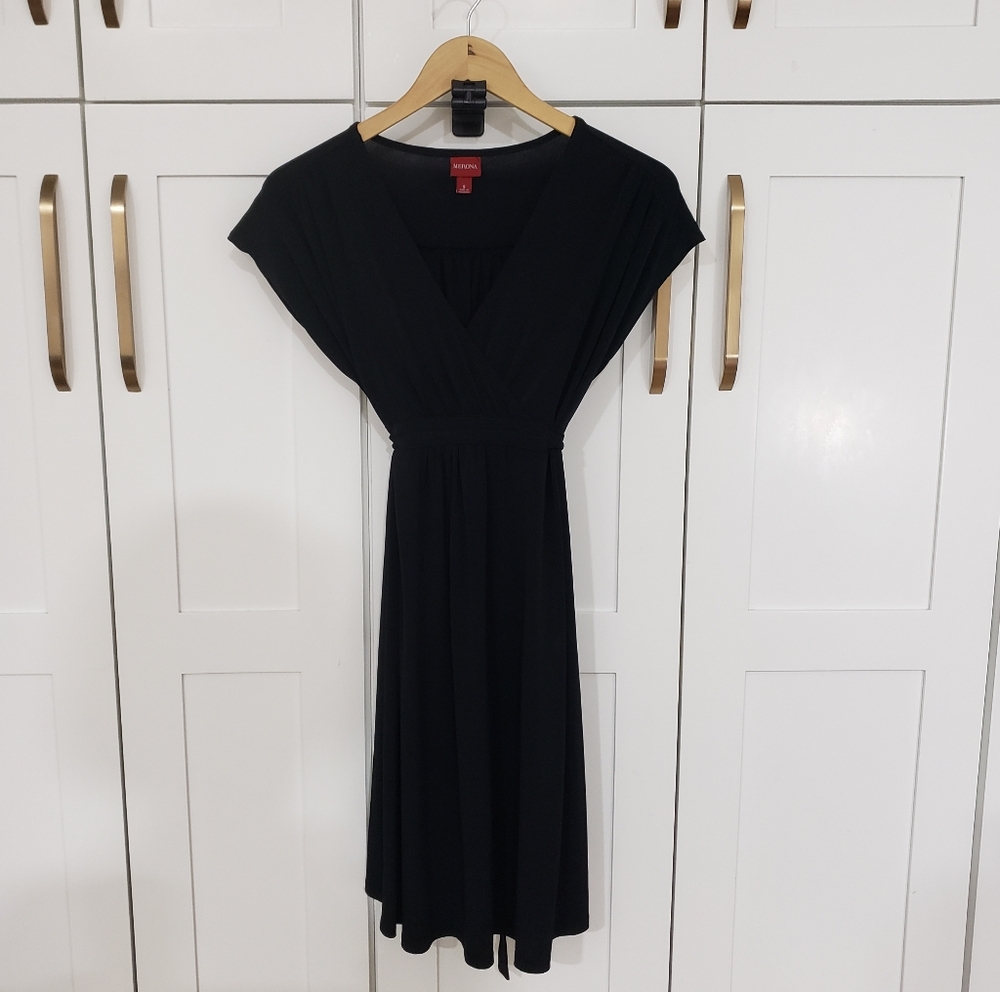 Merona Black Dress Womens S Waist Belt Wrap Flowy Fairy Goth Y2K